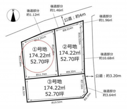 岡山市北区津島東、土地の間取り画像です