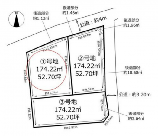 岡山市北区津島東、土地の間取り画像です