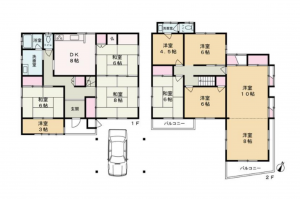 岡山市北区足守、中古一戸建ての間取り画像です