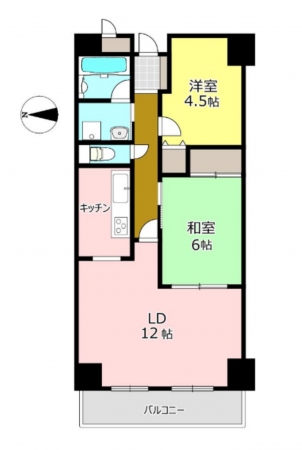 岡山市北区西古松西町、マンションの間取り画像です