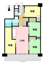 岡山市北区上中野、マンションの間取り画像です