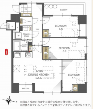 岡山市北区表町、マンションの間取り画像です