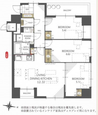 岡山市北区表町、マンションの間取り画像です
