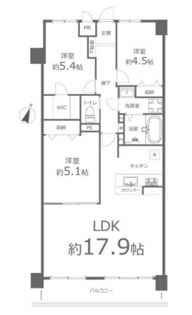 岡山市北区西之町、マンションの間取り画像です