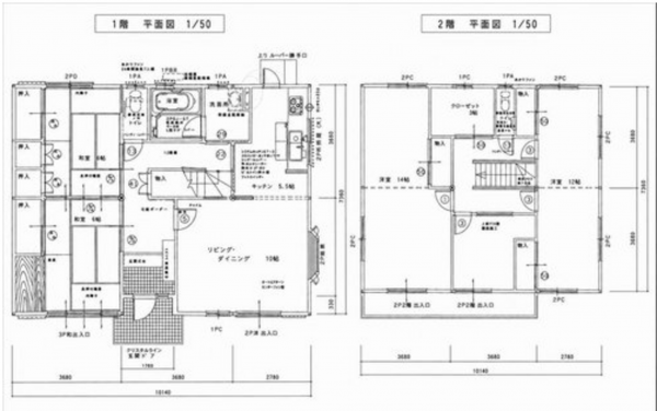 岡山市北区小山、中古一戸建ての間取り画像です