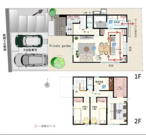 岡山市北区庭瀬、新築一戸建ての間取り画像です