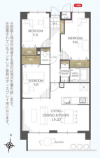 岡山市北区延友、マンションの間取り画像です