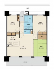 岡山市北区三野、マンションの間取り画像です