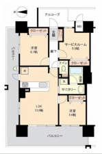 岡山市北区田町、マンションの間取り画像です