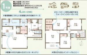 岡山市北区平野、新築一戸建ての間取り画像です