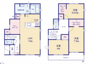 安城市小川町、新築一戸建ての間取り画像です