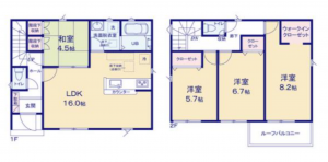 安城市小川町、新築一戸建ての間取り画像です