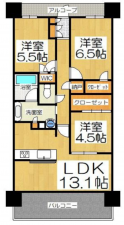 安城市桜町、マンションの間取り画像です