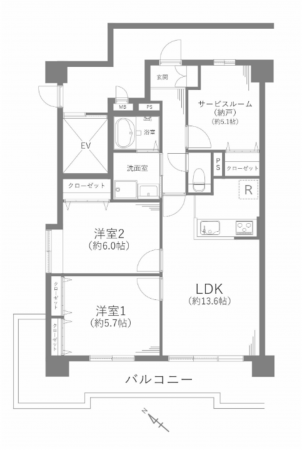 安城市三河安城南町、マンションの間取り画像です