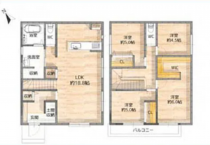 安城市小川町、新築一戸建ての間取り画像です