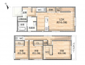 安城市小川町、新築一戸建ての間取り画像です