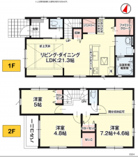 安城市明治本町、新築一戸建ての間取り画像です