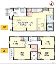 安城市明治本町、新築一戸建ての間取り画像です