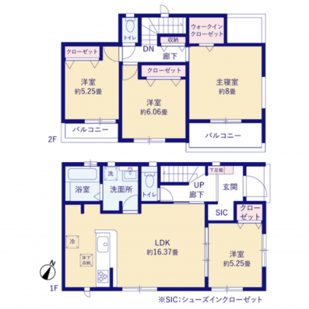 安城市赤松町、新築一戸建ての間取り画像です