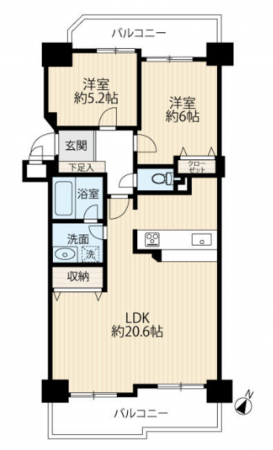 安城市相生町、マンションの間取り画像です