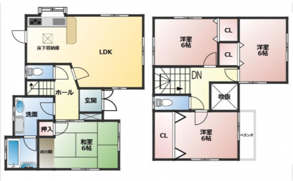 安城市和泉町、中古一戸建ての間取り画像です