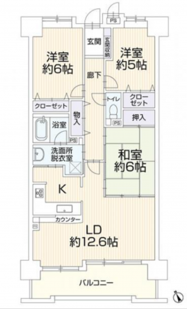 安城市三河安城町、マンションの間取り画像です
