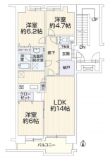 安城市今池町、マンションの間取り画像です
