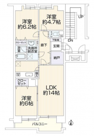 安城市今池町、マンションの間取り画像です