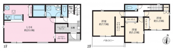 安城市姫小川町、新築一戸建ての間取り画像です