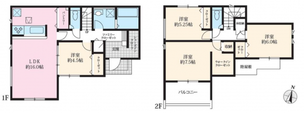 安城市姫小川町、新築一戸建ての間取り画像です