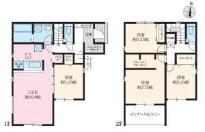 安城市姫小川町、新築一戸建ての間取り画像です