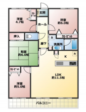 安城市桜町、マンションの間取り画像です