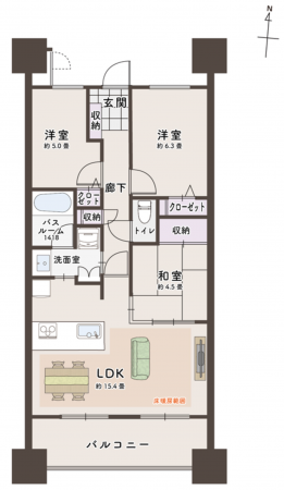 安城市横山町、マンションの間取り画像です