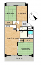 安城市桜井町、マンションの間取り画像です