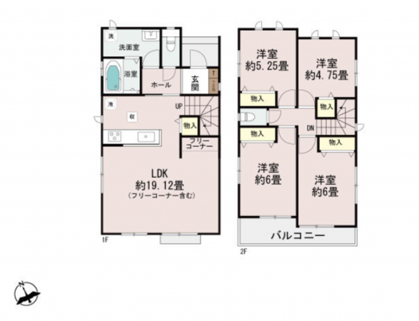 安城市美園町、新築一戸建ての間取り画像です