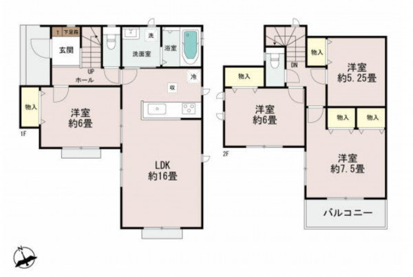 安城市美園町、新築一戸建ての間取り画像です