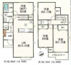 安城市美園町、新築一戸建ての間取り画像です