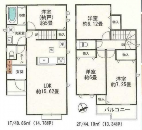 安城市美園町、新築一戸建ての間取り画像です