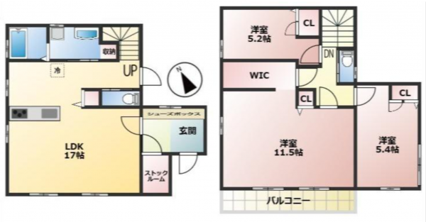 安城市横山町、中古一戸建ての間取り画像です