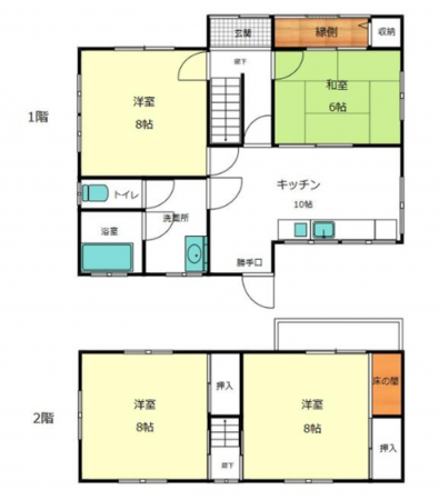 安城市福釜町、中古一戸建ての間取り画像です