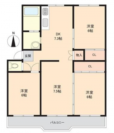 安城市今本町、マンションの間取り画像です