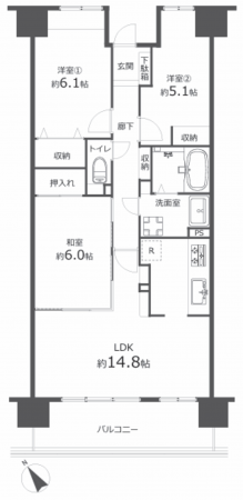 安城市朝日町、マンションの間取り画像です
