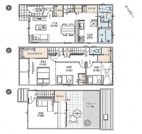 安城市百石町、新築一戸建ての間取り画像です