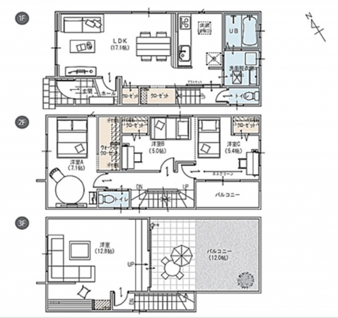 安城市百石町、新築一戸建ての間取り画像です