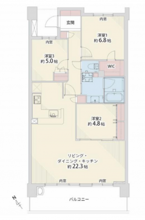 安城市新明町、マンションの間取り画像です