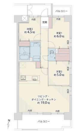 安城市今池町、マンションの間取り画像です