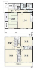 安城市福釜町、中古一戸建ての間取り画像です