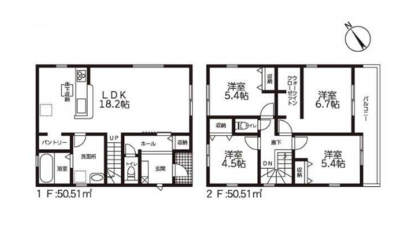 安城市赤松町、新築一戸建ての間取り画像です
