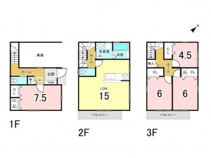 堺市堺区中之町東、新築一戸建ての間取り画像です