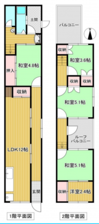 堺市堺区、中古一戸建ての間取り画像です